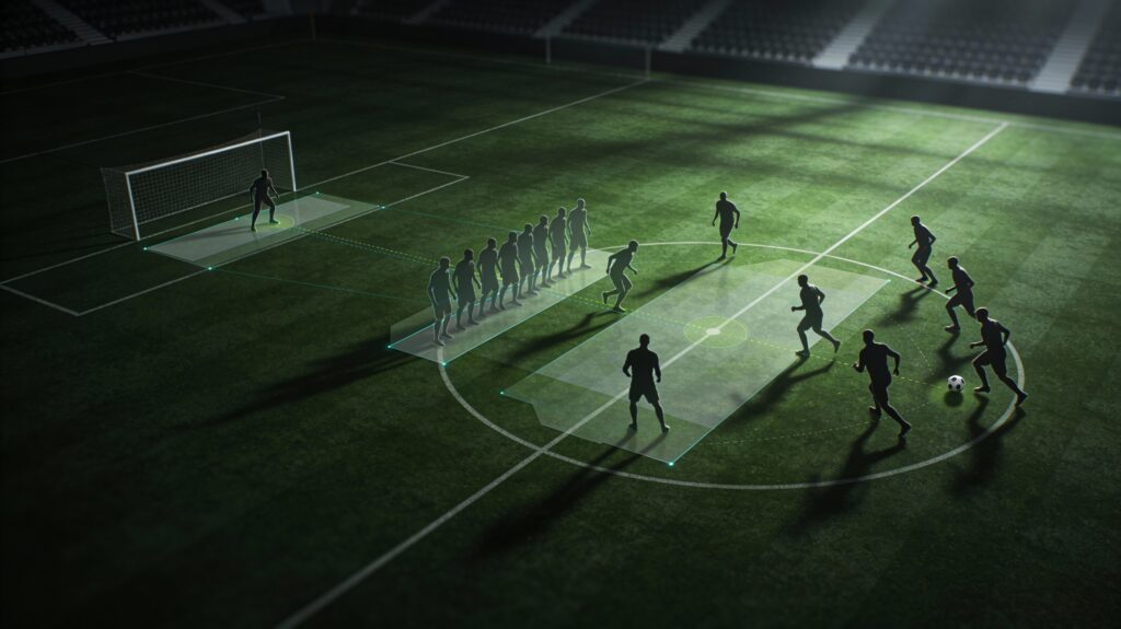 Tactical football image illustrating how lateral ball circulation shifts and destabilizes a compact defensive block.