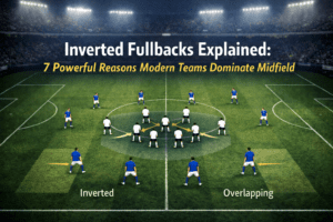 Inverted fullback stepping into central midfield during build-up phase in modern football