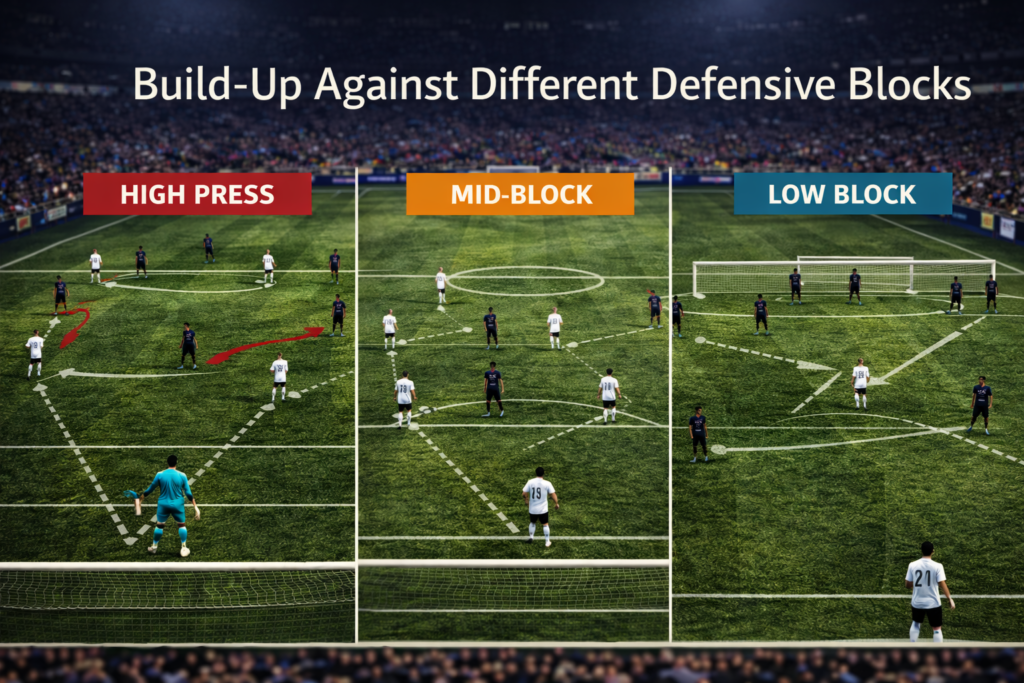 build-up against different defensive blocks