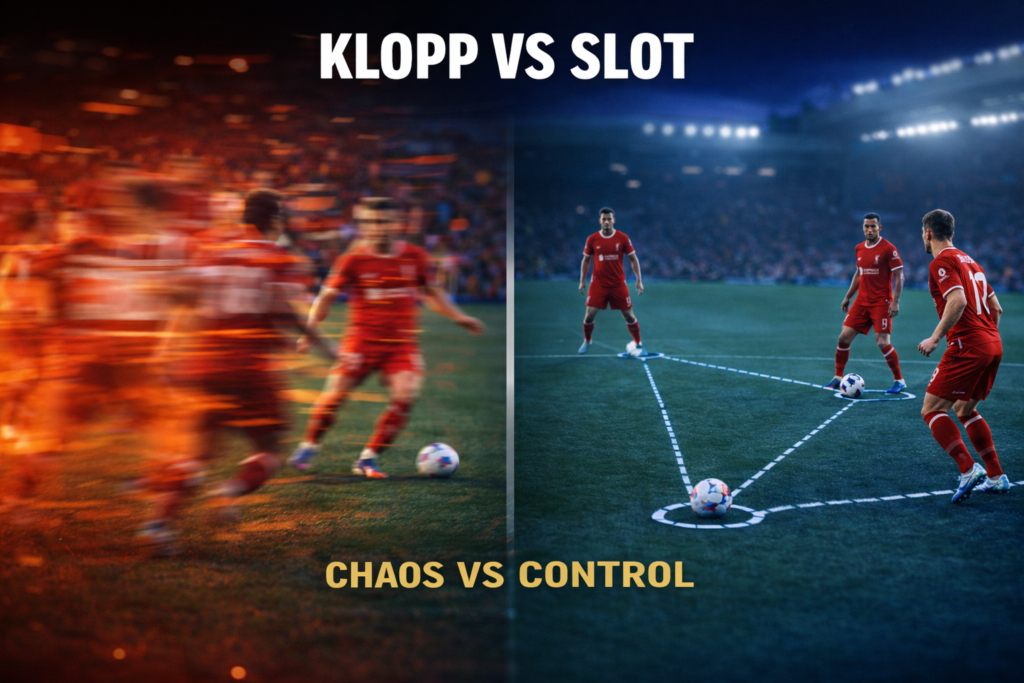Tactical comparison showing heavy metal chaos versus controlled possession football.