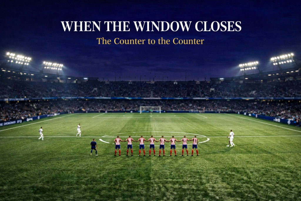 A compact low-block defensive team closes space and eliminates attacking transition opportunities, illustrating how Simeone's Atlético Madrid neutralise the 3-second rule