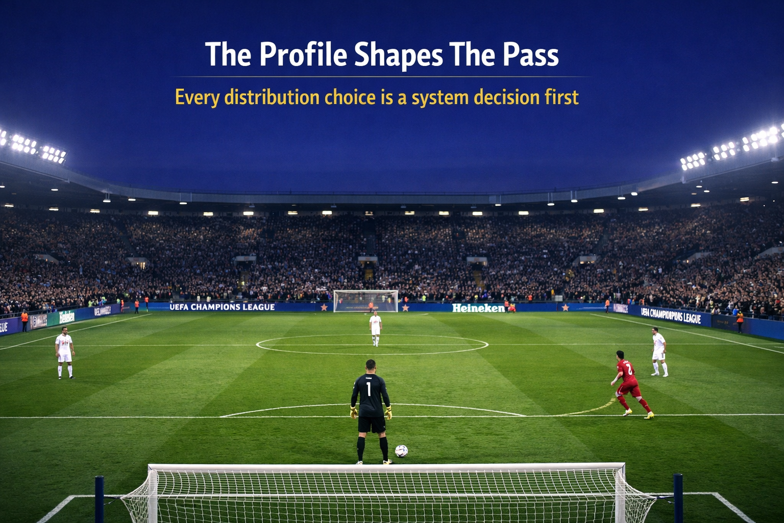 goalkeeper distribution profiles concept shown through build-up shape with centre-backs split and keeper scanning.