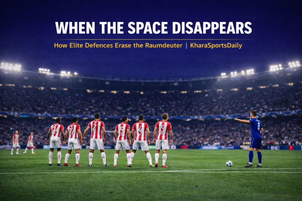 A compact low-block defensive shape closing the half-channels and eliminating space for off-ball runners in a European match