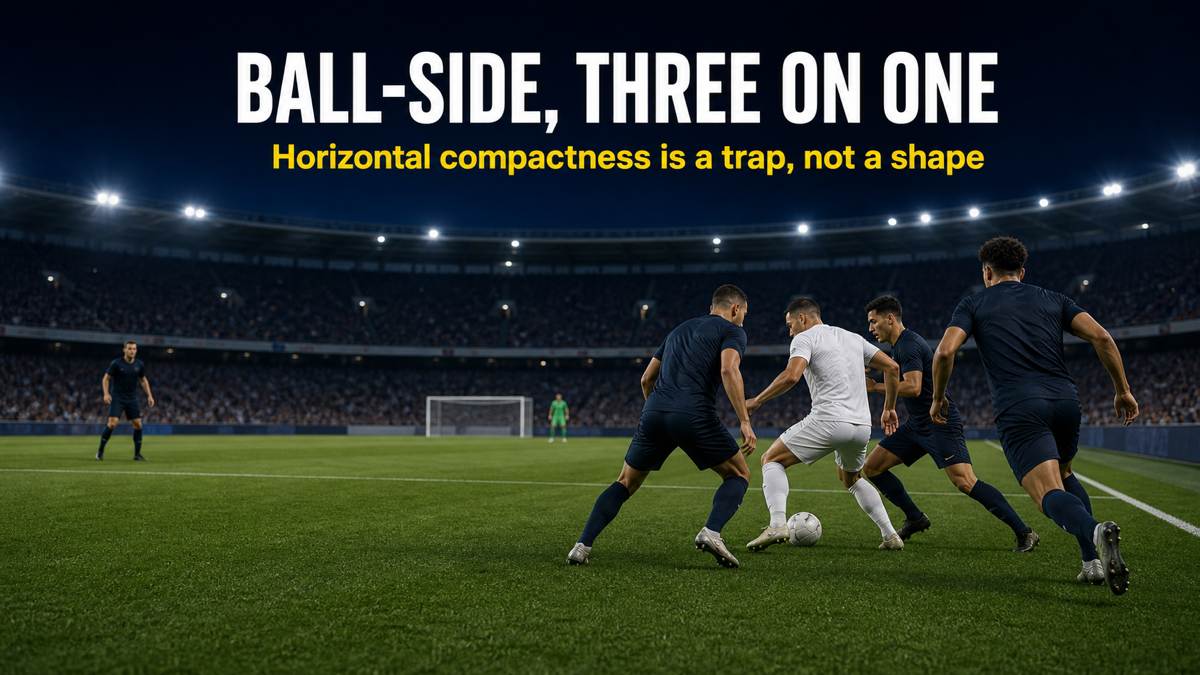 Horizontal compactness shown by a sliding mid-block compressing ball-side to overload the strong flank