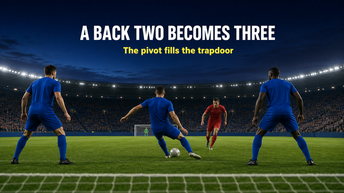 Defensive midfielder dropping into a back three to create a 3v2 against the press