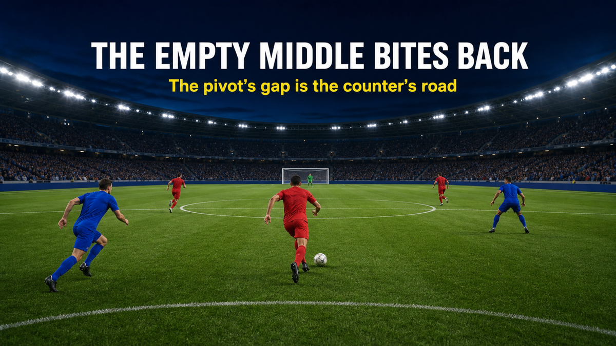 Counter-press attacking the empty midfield zone left by a dropping half-back
