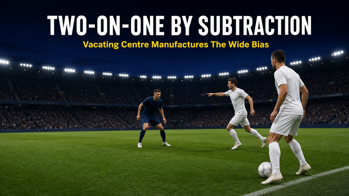 Wide overload 2v1 created when Nagelsmann central midfielder vacates the centre and arrives on the touchline