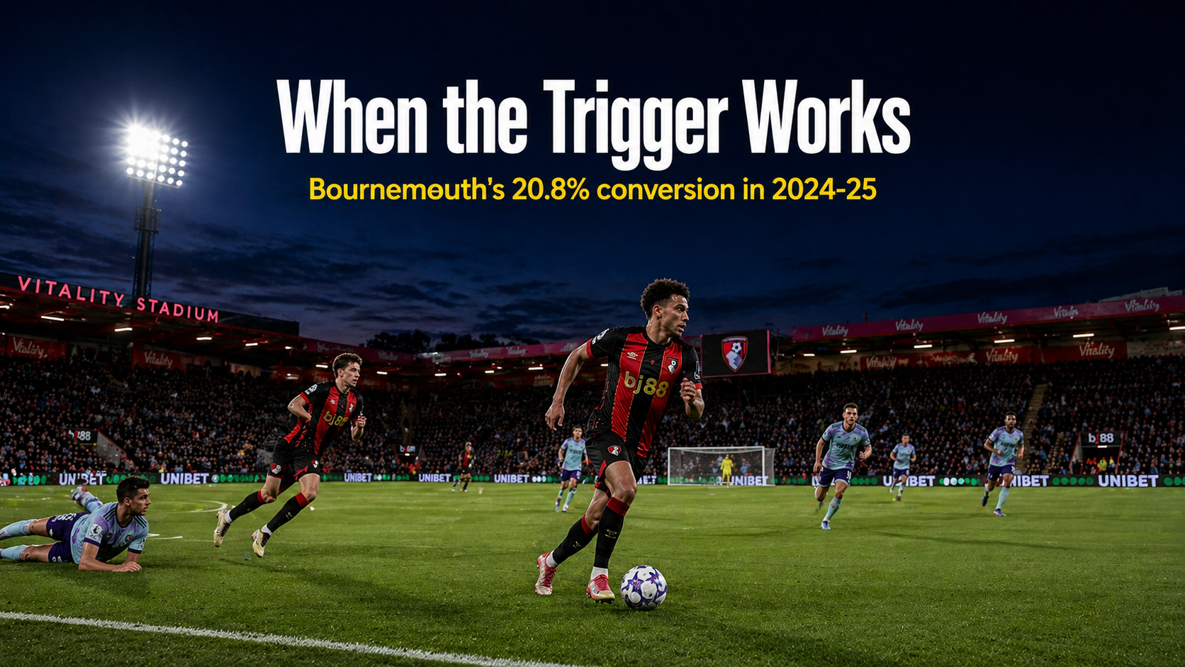 Bournemouth high turnover in opposition third demonstrating Iraola's pressing trigger system in Premier League action
