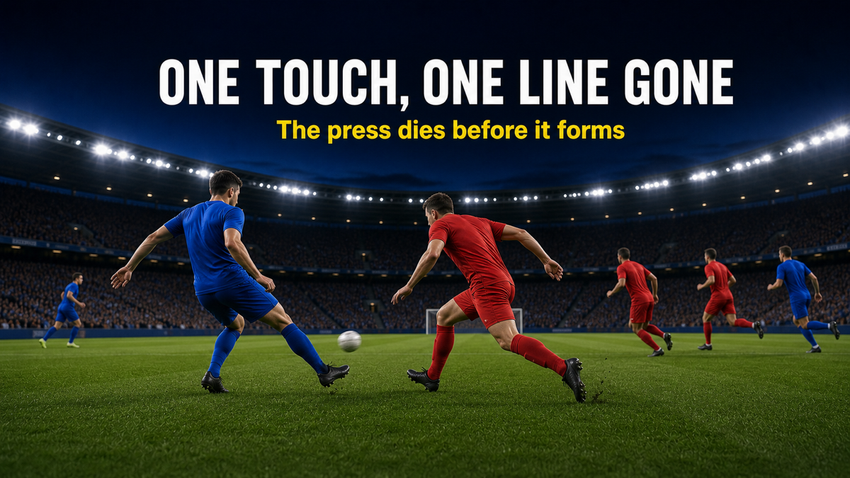 Deep-lying midfielder receiving on the back foot to break a line with one pass