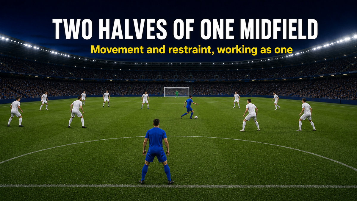 Diagram contrasting a roaming playmaker's free movement with an anchor's fixed central zone