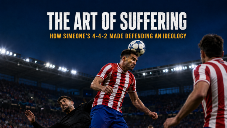 Simeone 4-4-2 defensive centre-back winning aerial duel Atletico Madrid block