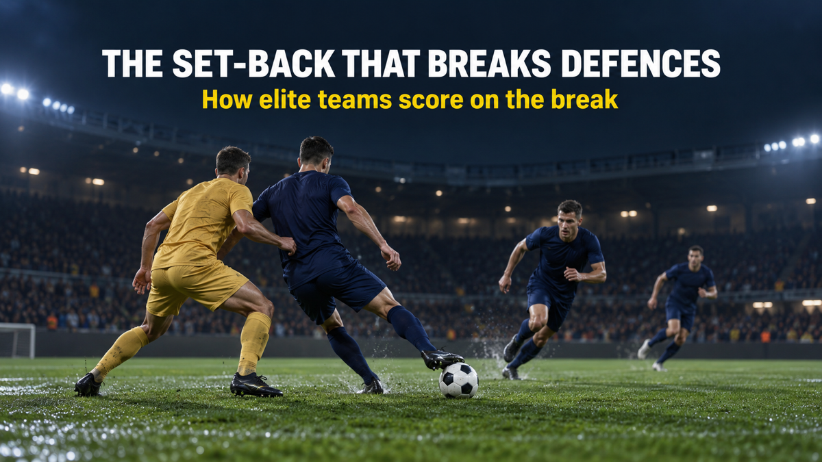 Up-back-through combination as a forward lays the ball back and a runner attacks behind